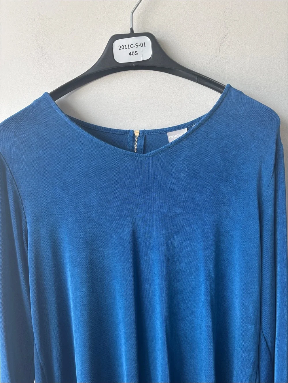 Chico's Deep Blue Long Sleeve Tunic Top size 12/14 or Chico size 2